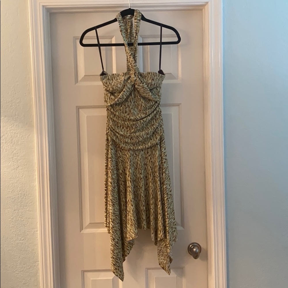 Green print dress